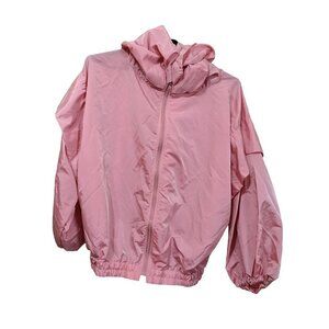 vintage‎ Kaos pink  woman windbreaker full zip jacket hood size M read